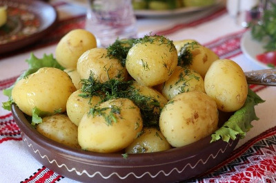 Féculents : les tubercules, pomme de terre, patate, patate douce, pomme de terre vapeur, patate vapeur, salade, persil, repas